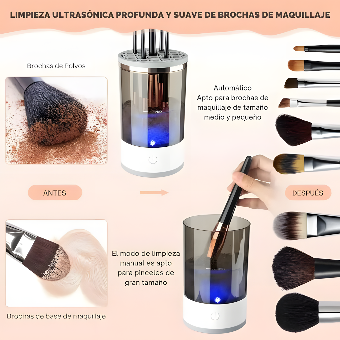 Limpiador Eléctrico de Brochas de Maquillaje